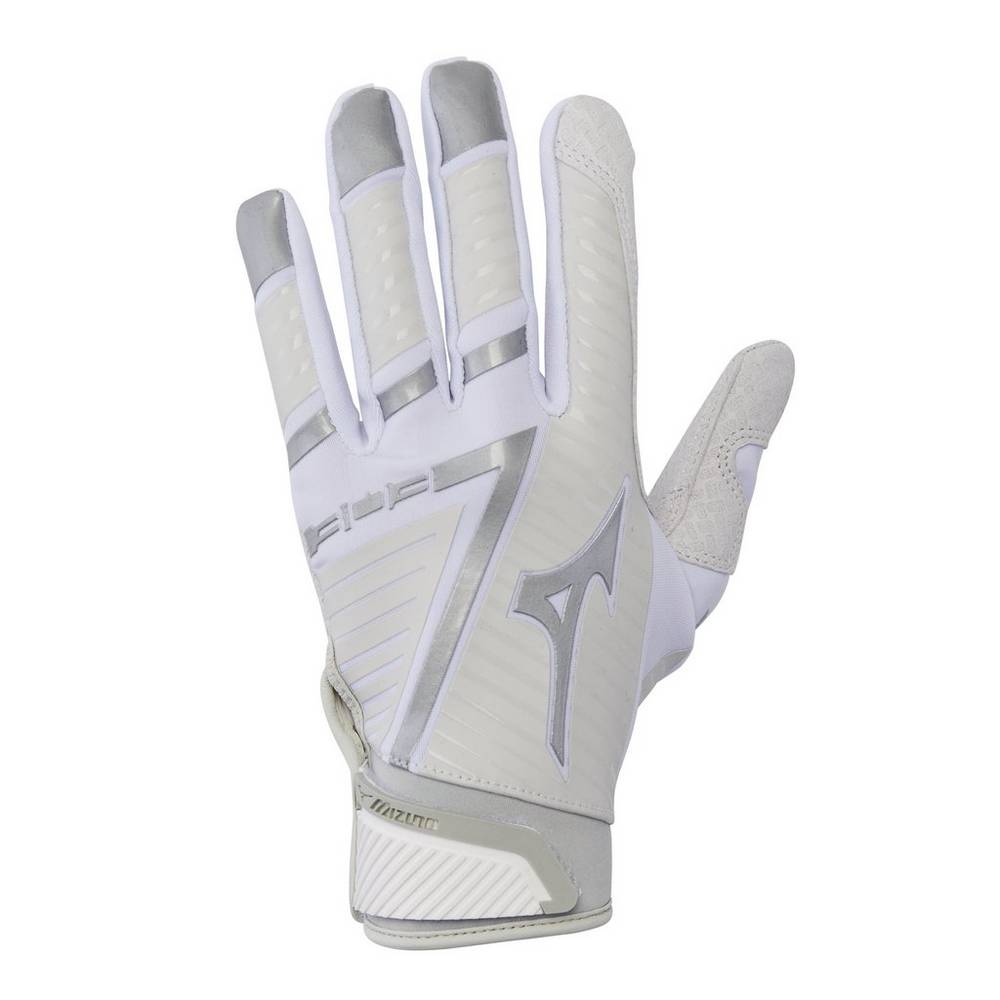 Guantes Mizuno B-130 Adult Baseball Batting Hombre Blancas/Gris España CQHX-52716